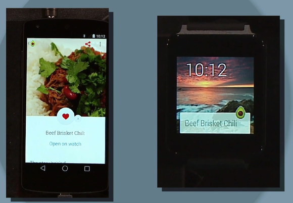 google io android wear food recipe sync phone watch