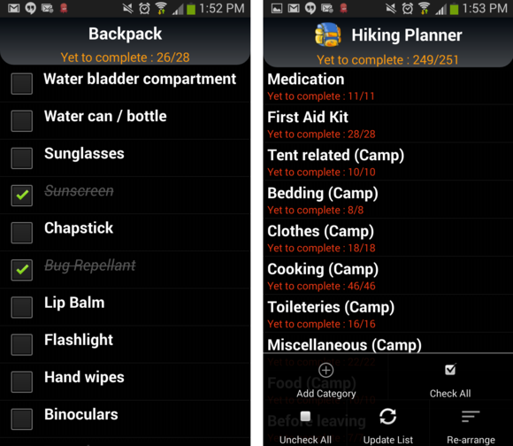 hiking planner