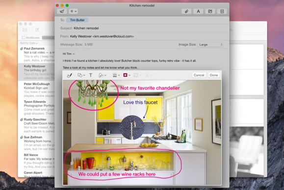 os x yosemite mail markup