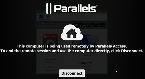 parallels lock screen
