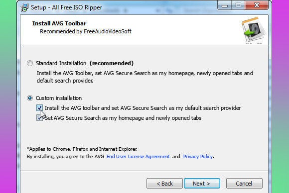 All Free ISO Ripper - AVG Toolbar avoided: custom installation