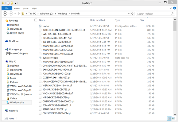 Windows 8.1 prefetch file folder
