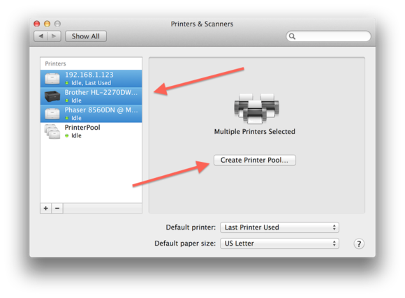 OS X printer pool