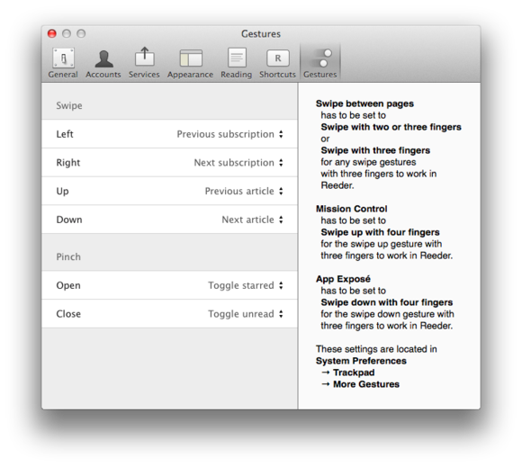 reeder gestures