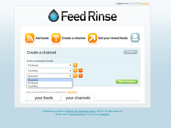 Add feeds to Feed Rinse channel