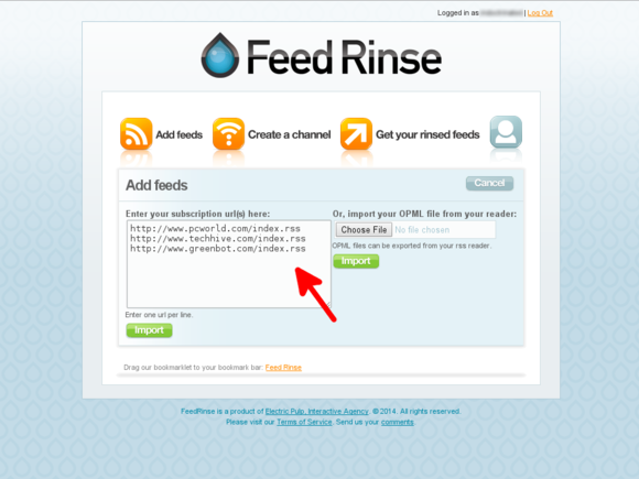 Add feeds to Feed Rinse