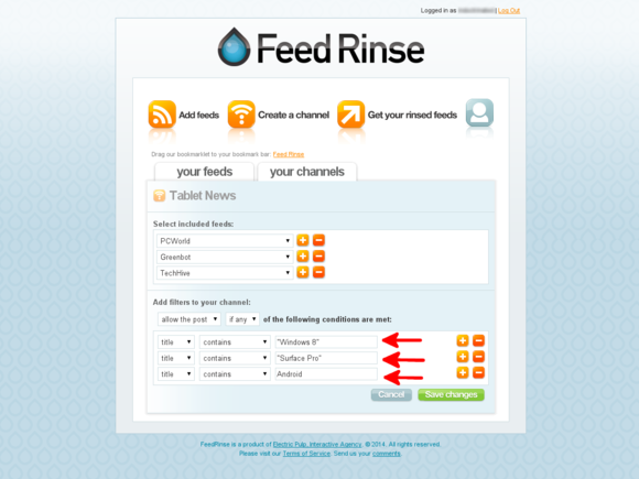 Feed Rinse channel filters