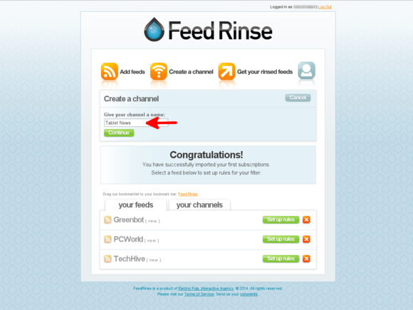Create a Feed Rinse channel