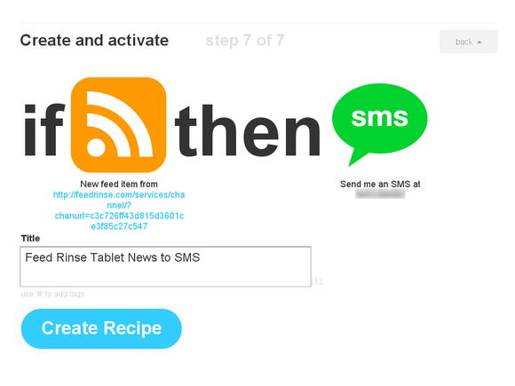 Finished IFTTT recipe