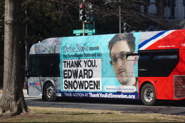 Edward Snowden bus