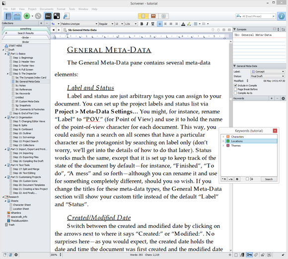 scrivener for pc add prologue