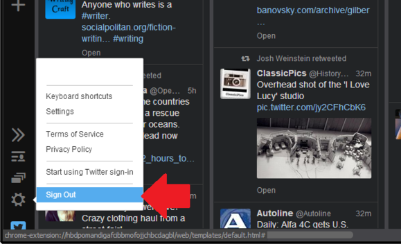 TweetDeck logout