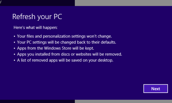 windows 8 refresh pc