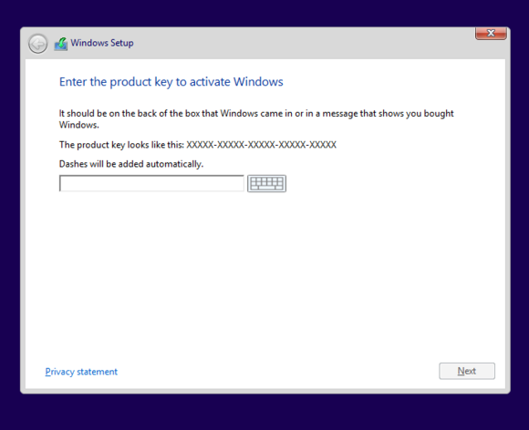clé de produit d'installation de Windows 8