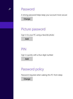 Windows 8 password settings screen