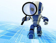 robot with magnifying glass