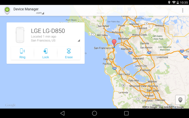 Android device manager screenshot