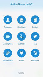 Asana quick-add screen on an iPhone