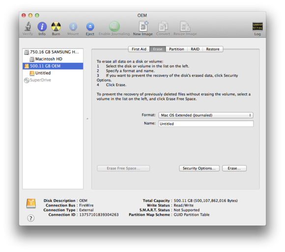 erase yosemite