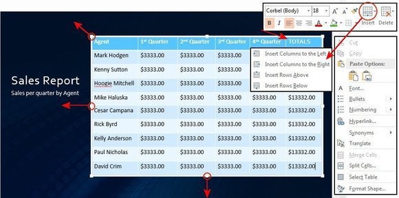 f8 modify table