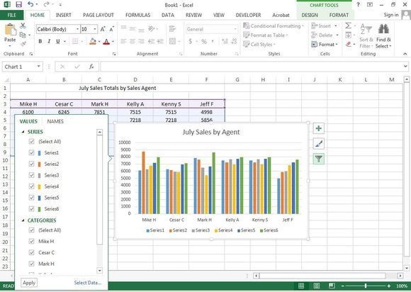 f8 modify values or names of chart