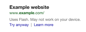 flash warning mobile google search
