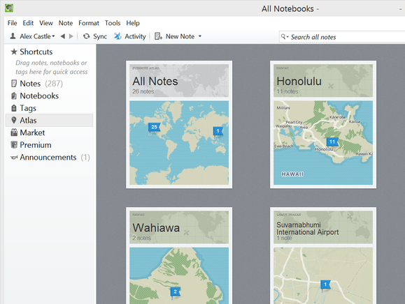 Evernote location aware notes