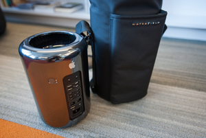 Mac Pro Go Case next to a Mac Pro