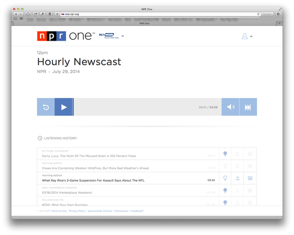 npr one web client