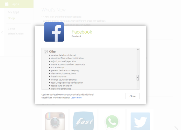 permissions facebook other ss