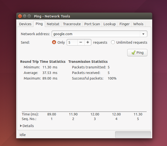 ubuntu network tools ping gui