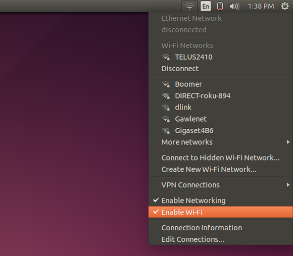 ubuntu networkmanager menu