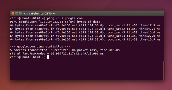 ubuntu ping console