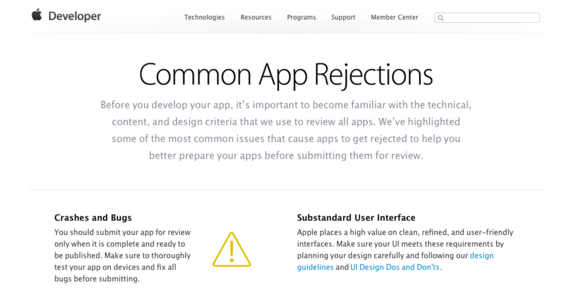 app rejections