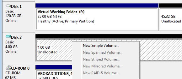 disk manager create volume