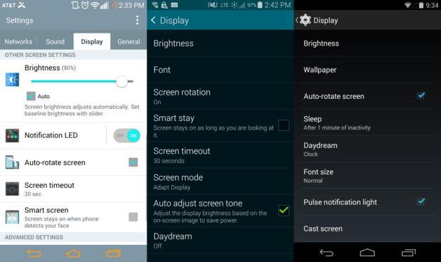 display settings