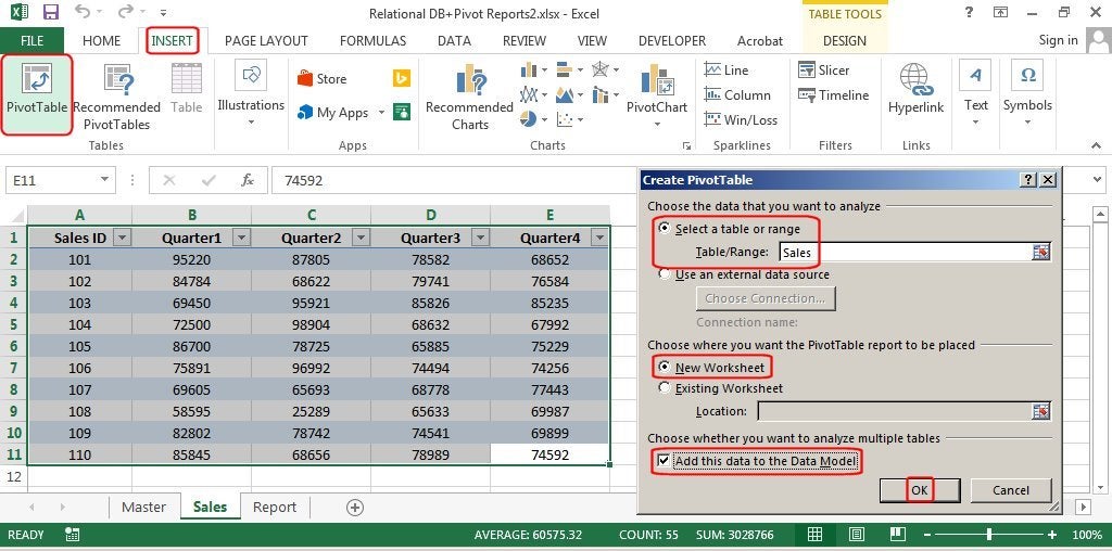 creating pivot table excel