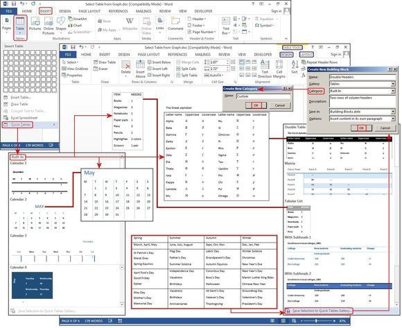 f6 voeg tabel quick tables