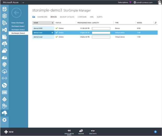 StorSimple interface
