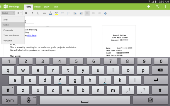 formatting with onenote android