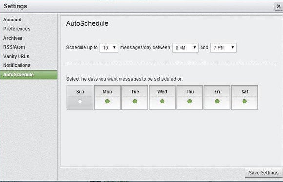 hootsuite auto schedule settings