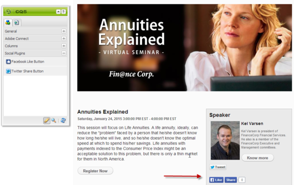 social promotion landing page