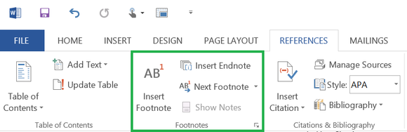 how to create footnotes in word