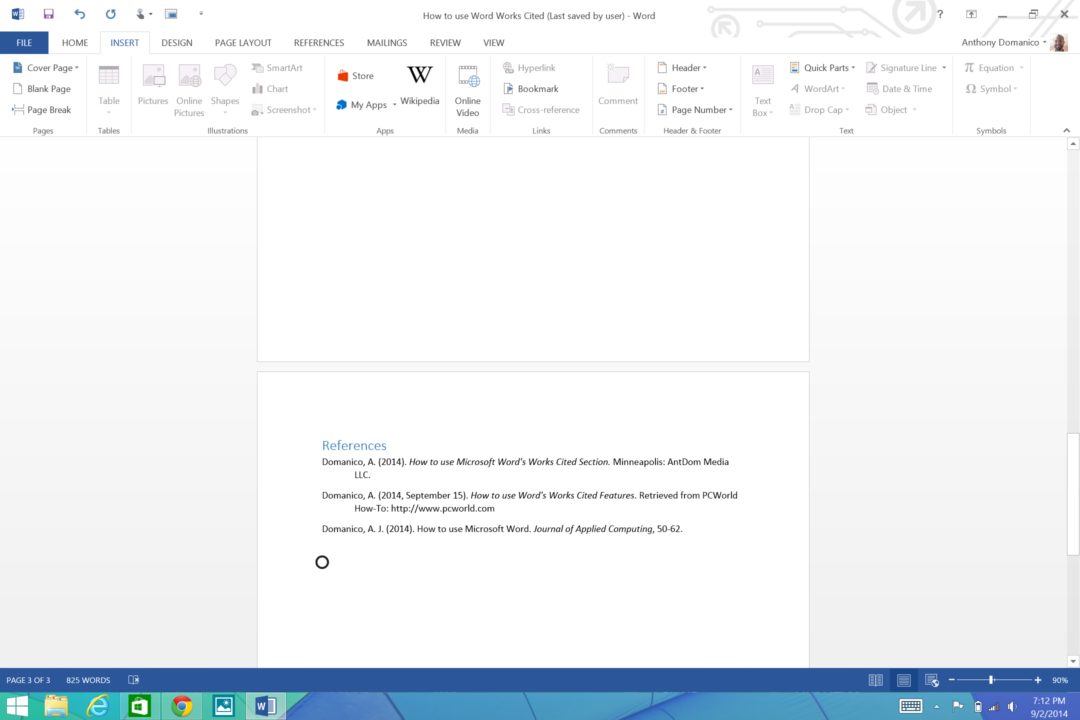 how to reference a research paper in ms word