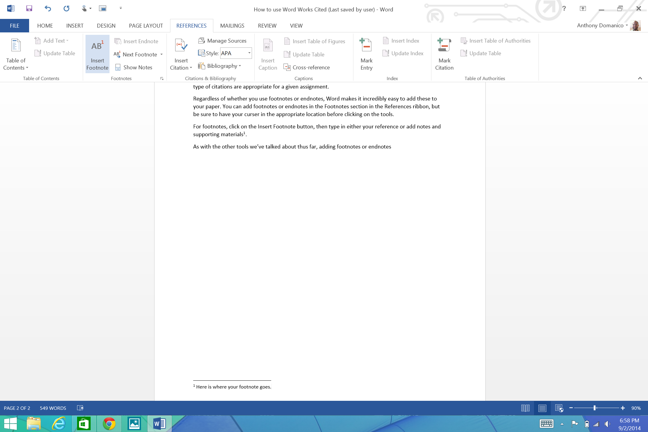 How To Use Microsoft Word s Works Cited Tools Sources Footnotes And 