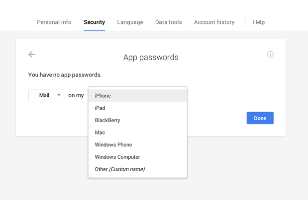 app password creator for google account