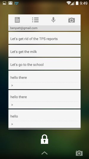 android phone lockscreen notes app