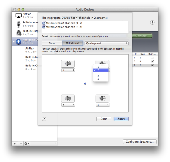 audio channel setup