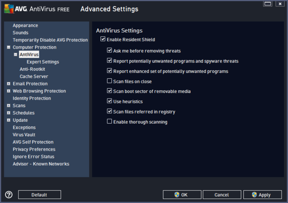 avg settings