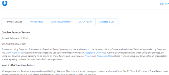dropbox tos